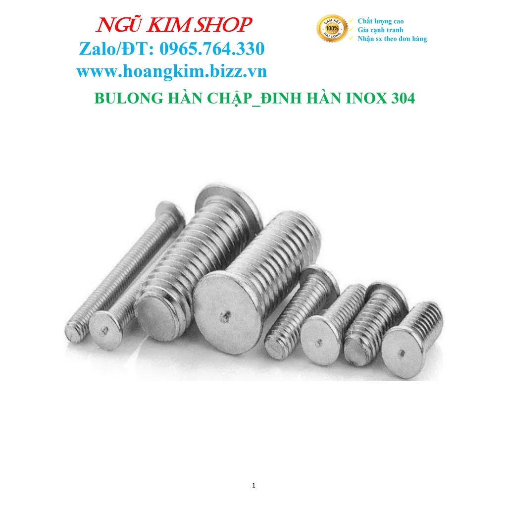 BULONG HÀN _ ĐINH HÀN M6 x L INOX304