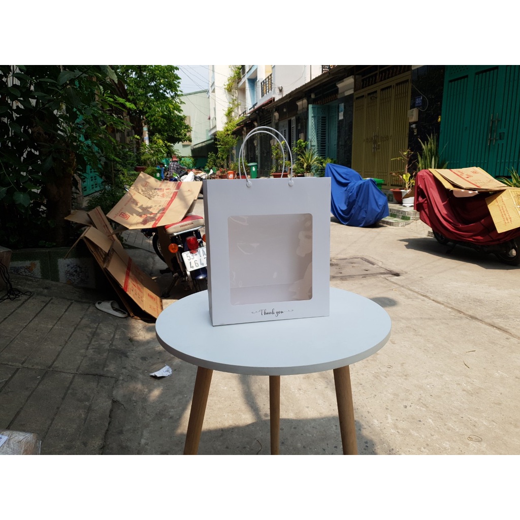 25 cái - Túi giấy mica mặt kính đựng hoa khô gấu bông tặng phẩm lớn - Mẫu 60XL trắng