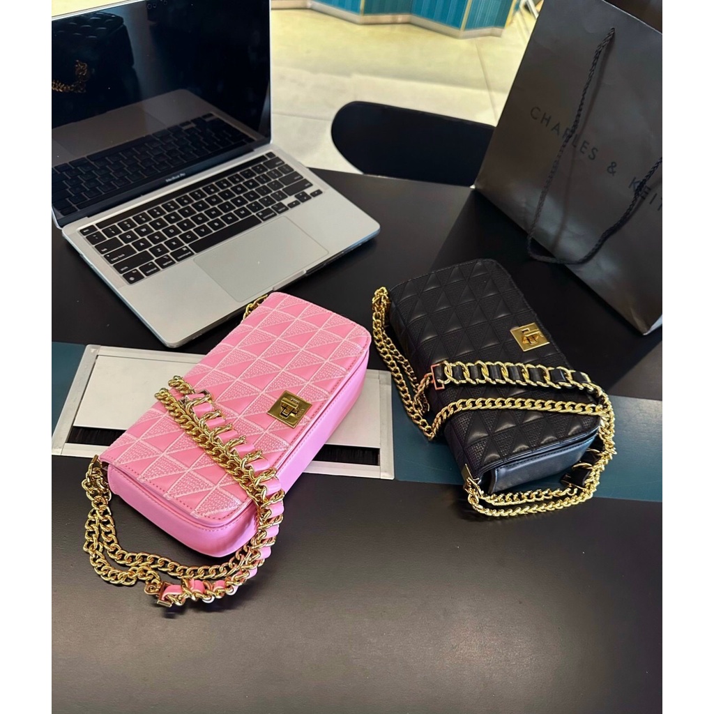 Túi xách Pedro kẻ dạ- kẹp nách, đeo chéo- Sz 22cm