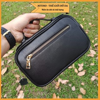  Clutch hộp handmade túi cầm tay kết hợp đeo chéo da bò thật nam nữ cao cấp đựng vừa ipad mini 8 inch CL09 