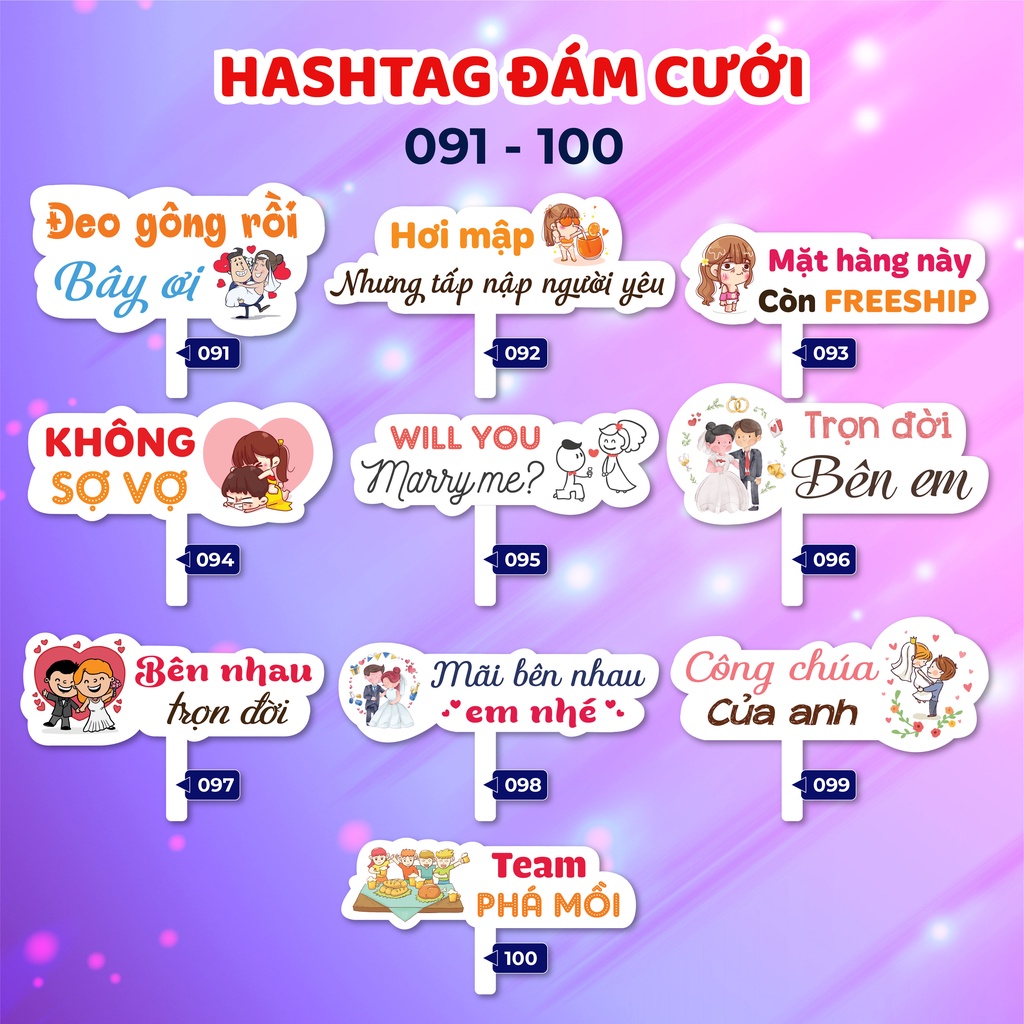 Bảng hashtag cầm tay chụp hình đám cưới