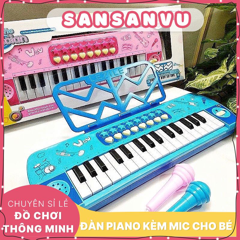 Đồ chơi đàn piano có nhạc cho bé có đèn nhạc và mirco chuẩn âm