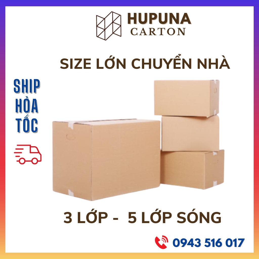 Thùng carton cỡ lớn chuyển nhà HUPUNA hộp carton size lớn đóng hàng, đựng quần áo tiện lợi