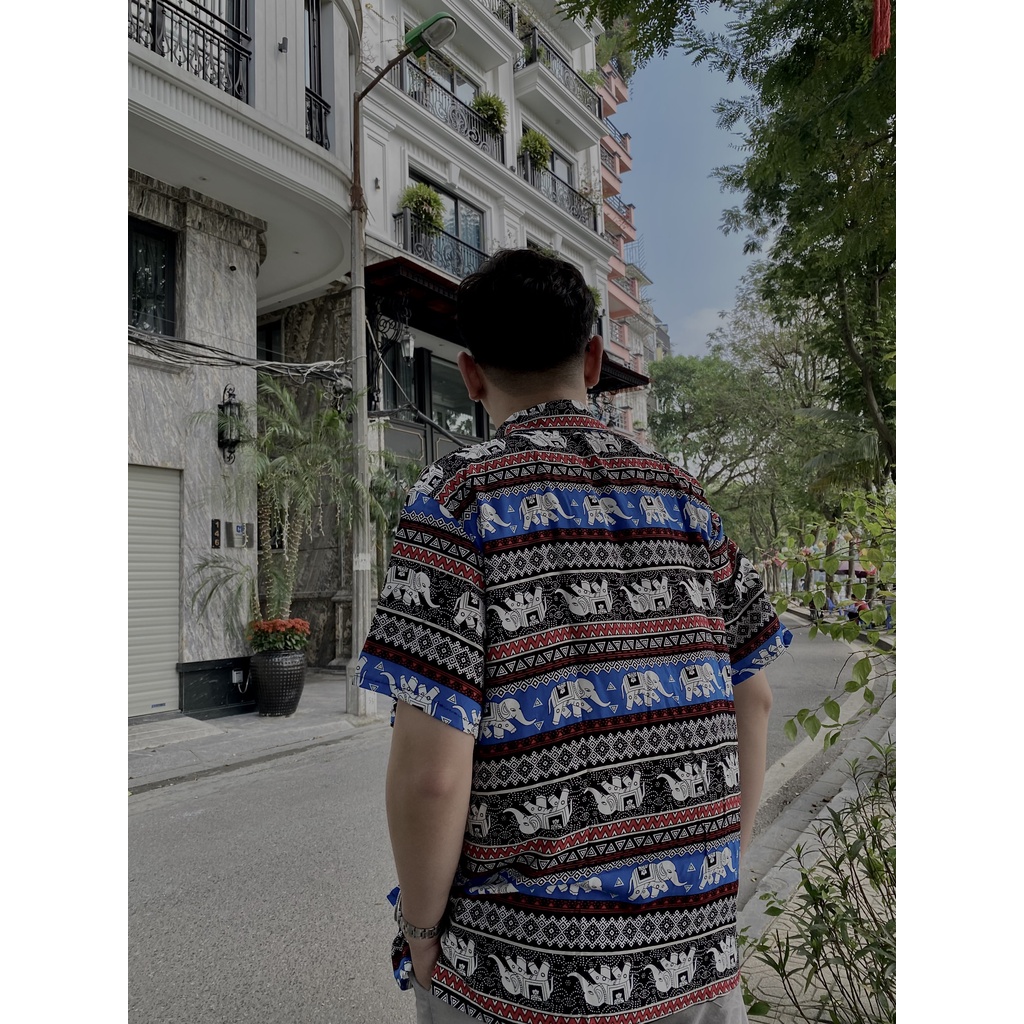 Áo sơ mi nam BFABRIC vải lanh thái,thoáng mát, thấm hút, không nhăn họa tiết thổ cẩm