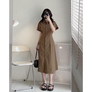 Váy sơ mi cúc gỗ maxi (3252) (ảnh tự chụp)