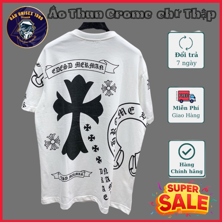 Áo Thun Crome Chữ Thập Thánh Giá Chất Cotton Cổ Tròn Mùa Hè Nam Nữ