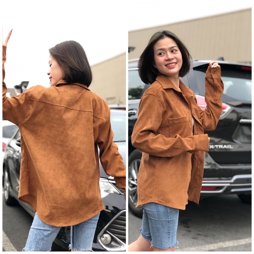 SƠ MI NHUNG GÂN HAI TÚI TAY DÀI