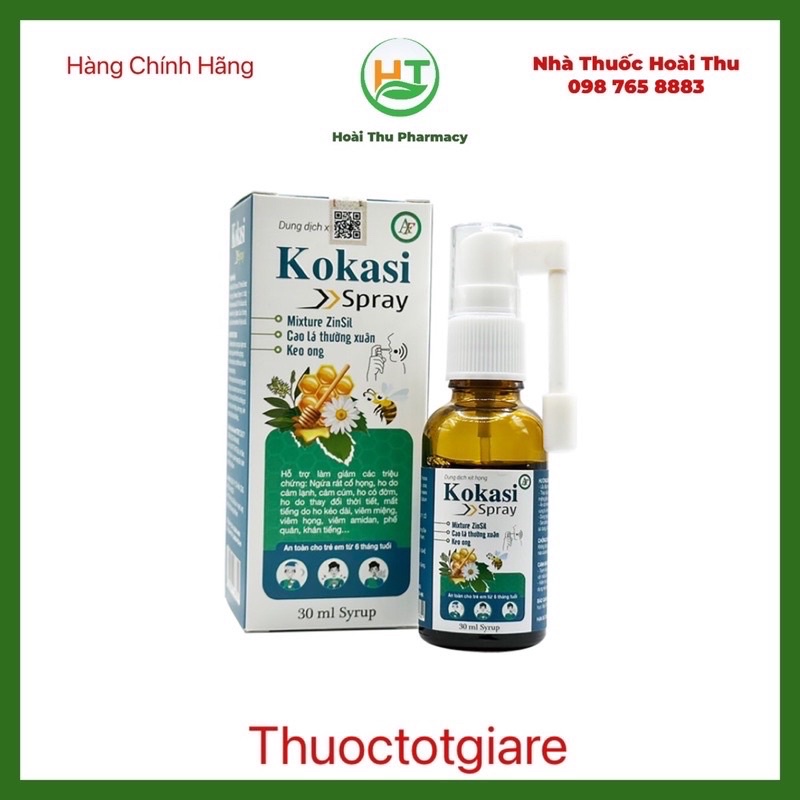 Xịt họng KOKASI spray - giảm ho , đau họng, khản tiếng