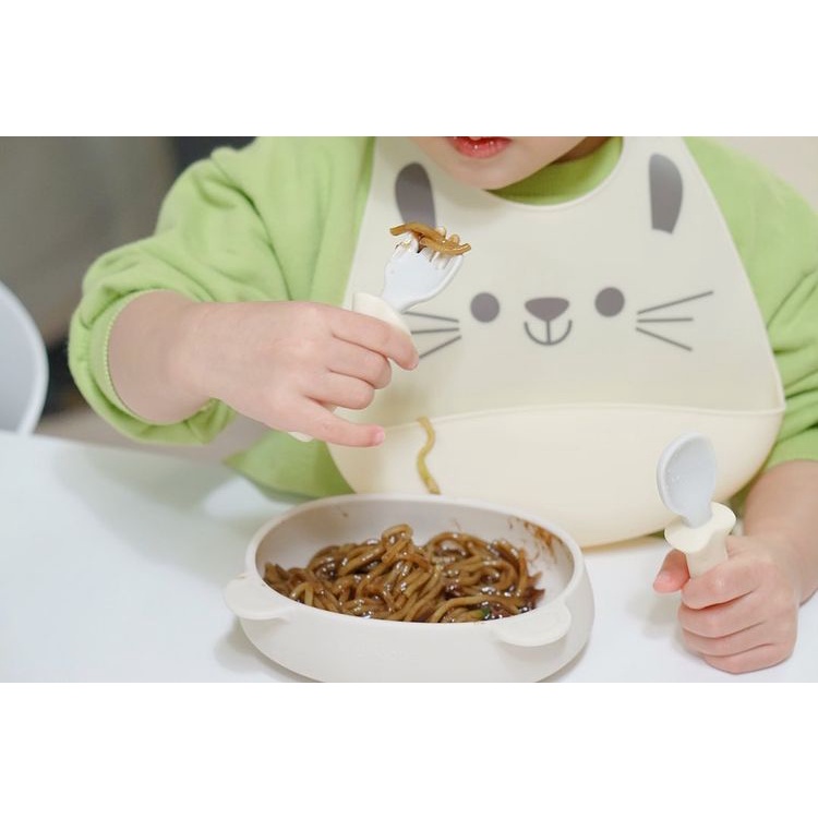 Bát đĩa ăn dặm cho bé -đĩa ăn dặm gấu silicone cao cấp Bluemama - Doowa