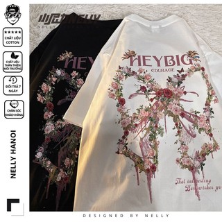 Áo thun tay lỡ NELLY phông Unisex nam nữ oversize form rộng Courage