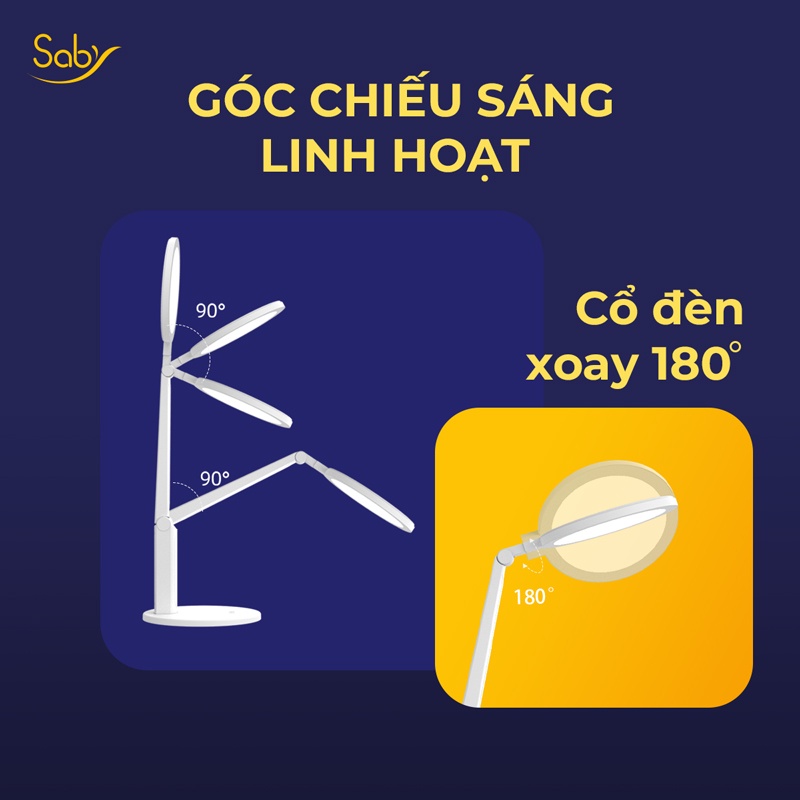 Đèn học cho bé Saby Hiveb, Combo đèn kèm Ổ cắm điện đa năng CubeZ, bóng led tổ ong thiết kế đĩa tròn độ phủ sáng rộng