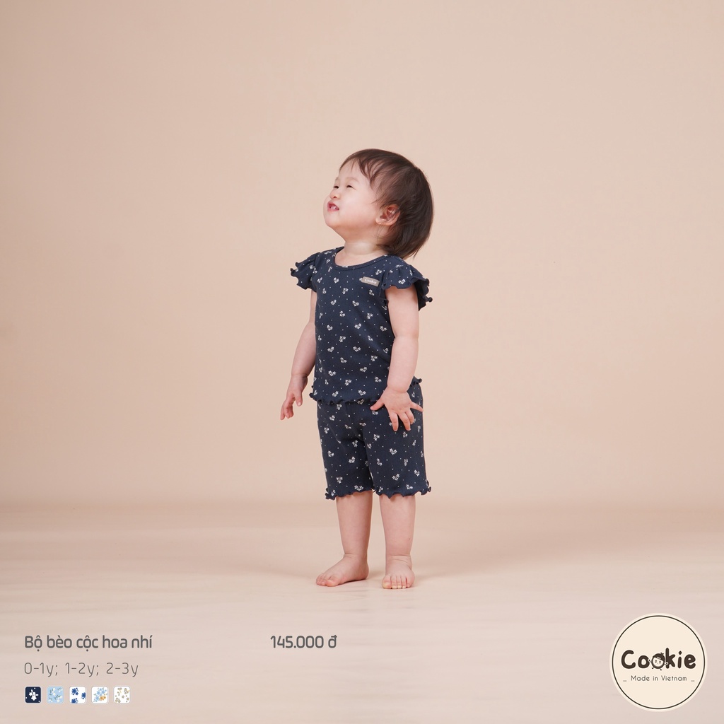 [COOKIE] Bộ đồ cho bé gái mùa hè bèo cộc hoa nhí size 0-3y