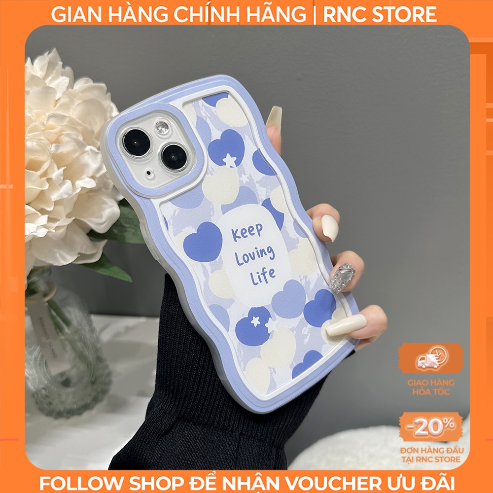 Ốp lưng Iphone XS/11 Pro/12 Pro/14 Pro Max/13/...trong cạnh gợn sóng hình Keep Simple