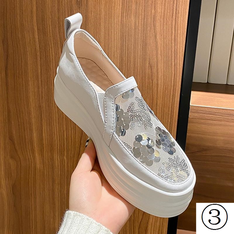 Giày Lười Da Đế Dày Phối Lưới Thoáng Khí Thời Trang 2023 Cho Nữ