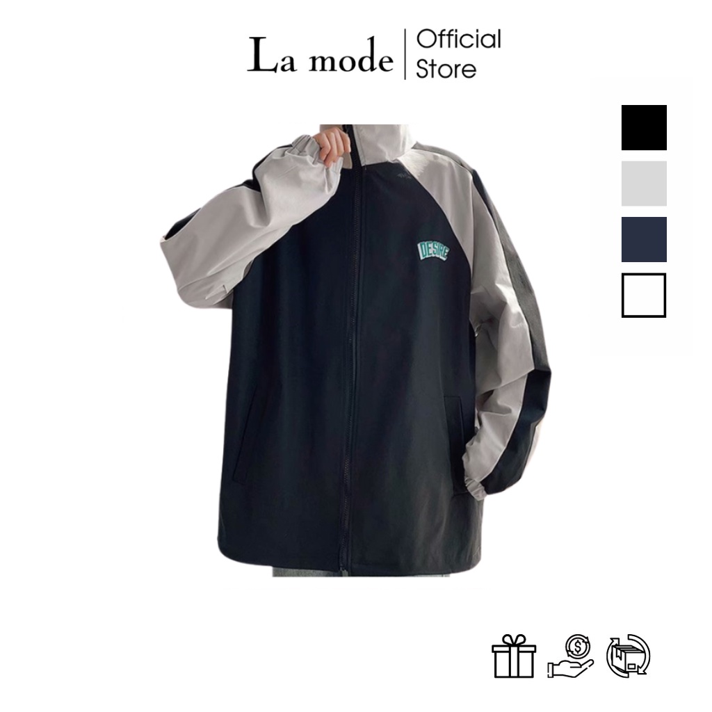 Áo Khoác Nam Unisex Cổ Đứng Vải Dù 2 Lớp Phối Màu Độc Lạ, Đi Mưa,Cản Gió,Chống Nắng - Lamode Shop