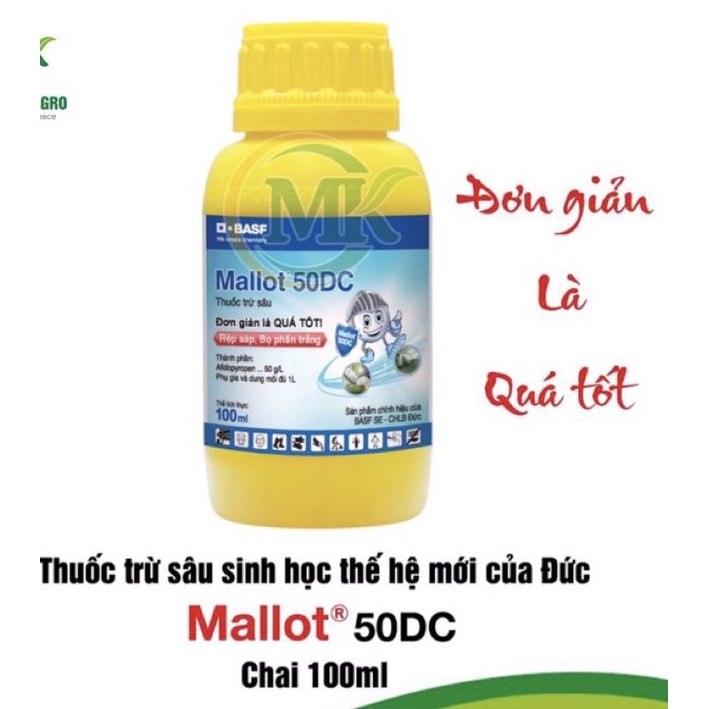 Sản phẩm trừ sâu Đơn giản là quá tốt Mallot 50DC chai 100ml - Đặc trị bọ Phấn, Rệp sáp...