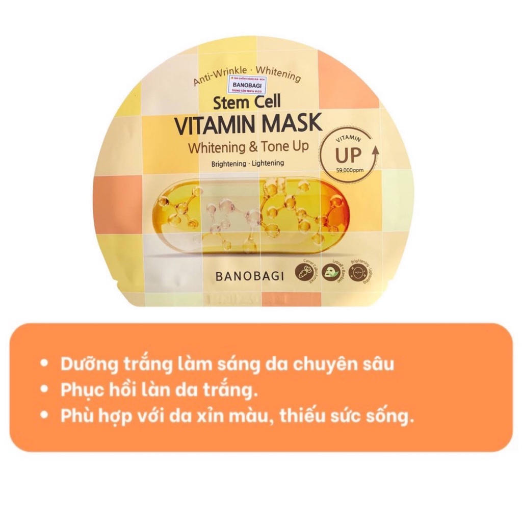 Mặt Nạ Giấy Dưỡng Ẩm Trắng Da Banobagi Stem Cell Vitamin Mask 30ml