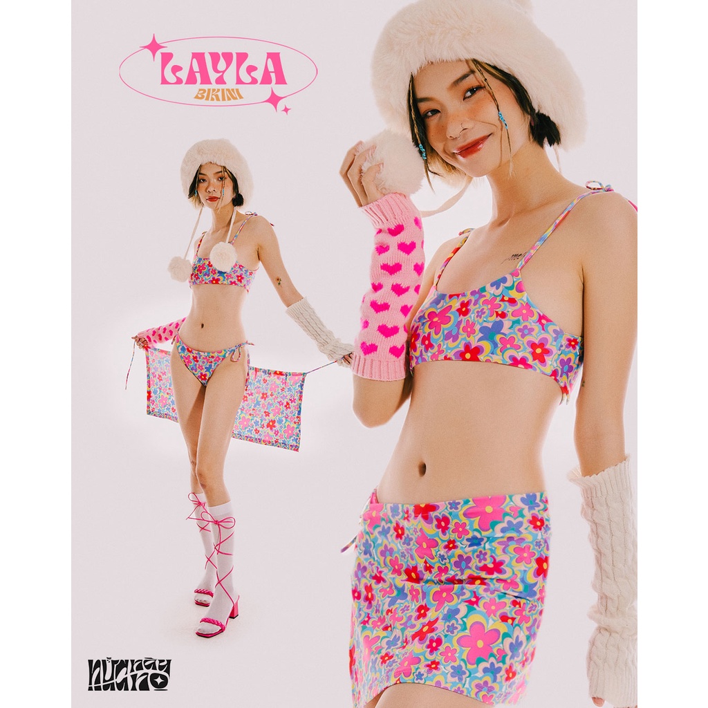 Đồ Bơi Bikini Thiết Kế Hai Mảnh Dây Buộc Họa Tiết Hoa Nhí Màu Sắc Dễ Thương LAYLA BIKINI (TẶNG KÈM Chân Váy)