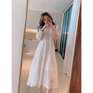 Đầm trắng dáng babydoll 2 lớp