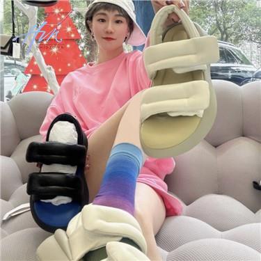 Giày Sandal Đế Dày Quai Dán Phong Cách Thời Trang Roman Mùa Hè 2023 Mới