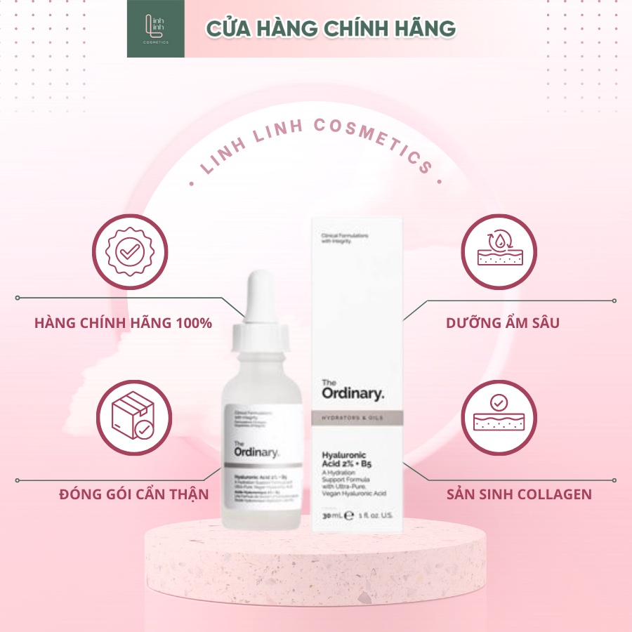 The Ordinary Hyaluronic Acid 2% + B5 30ml Tinh Chất Phục Hồi Và Dưỡng Ẩm Sâu