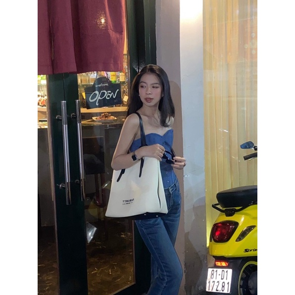 DENIM CORSET RÚT DÂY SIẾT EO