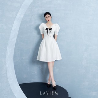 Laviem - đầm trắng nơ ngực manie