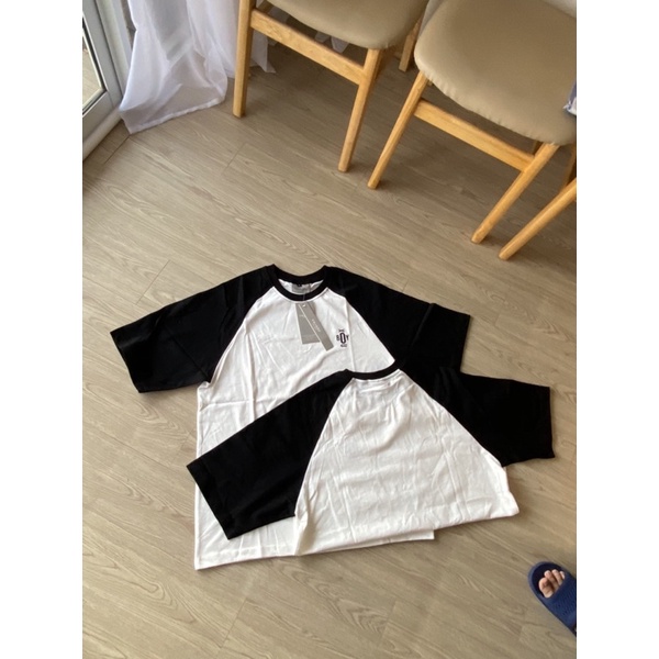 (aẢnh Thật)Áo Raglan Thân Trắng Tay Đen Cotton 100% - Phong cách trẻ hàn quốc( chất vải dày dặn)