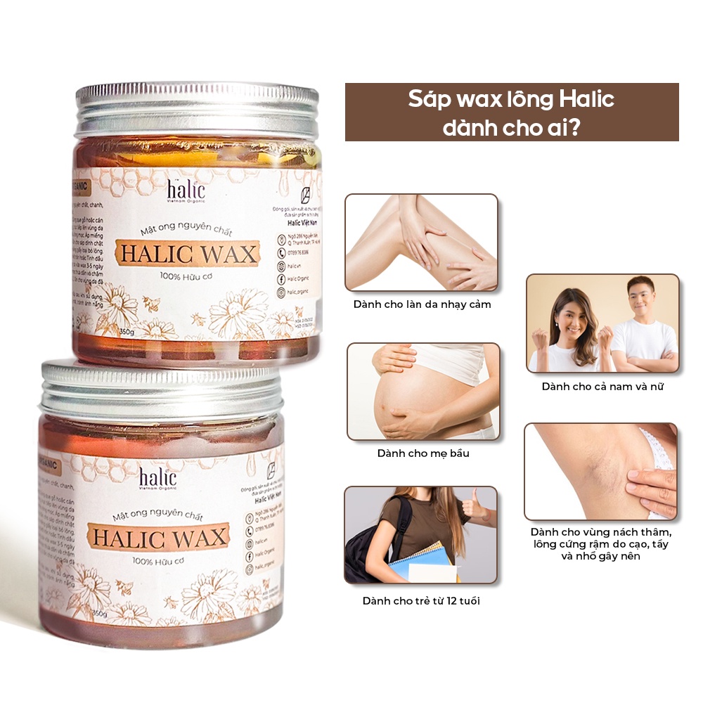 Sáp wax lông Halic Organic 350G wax lông nách, chân tay, an toàn hiệu quả tại nhà