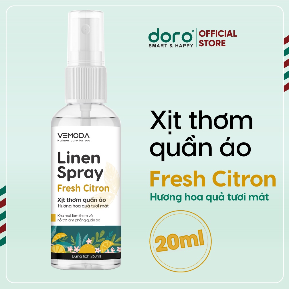 Xịt thơm quần áo Vemoda 260ml cao cấp giúp khử mùi ẩm mốc, làm thơm vải nhanh chóng