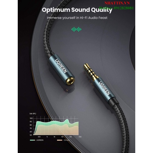 Cáp nối dài âm thanh AUX 3.5mm 3M Ugreen 70878 bọc Nylon cao cấp
