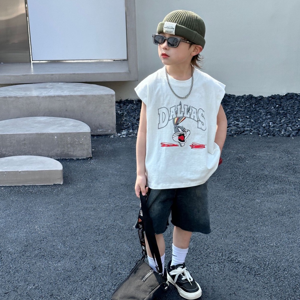 Áo ba lỗ bé trai thỏ DAL A277 size 90-140, áo tanktop trẻ em quảng châu cao cấp