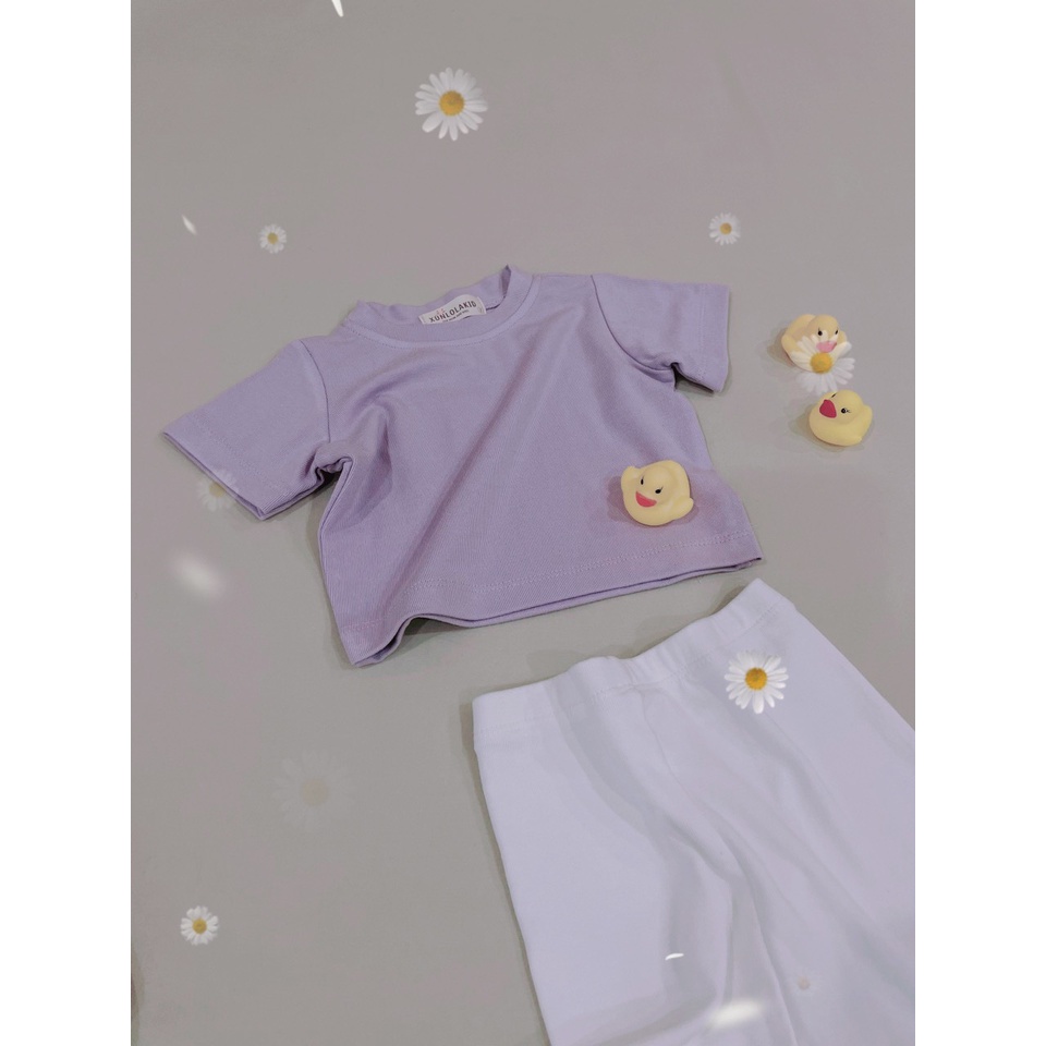 Áo thun croptop cộc tay cho bé 100% cotton co dãn mềm mát Xún lolakid
