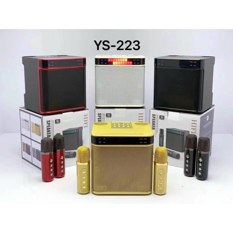 Loa bluetooth Ys-223 kèm 2  mic karaoke ko dây