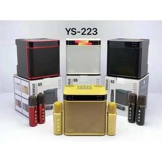 Loa bluetooth Ys-223 kèm 2 mic karaoke ko dây