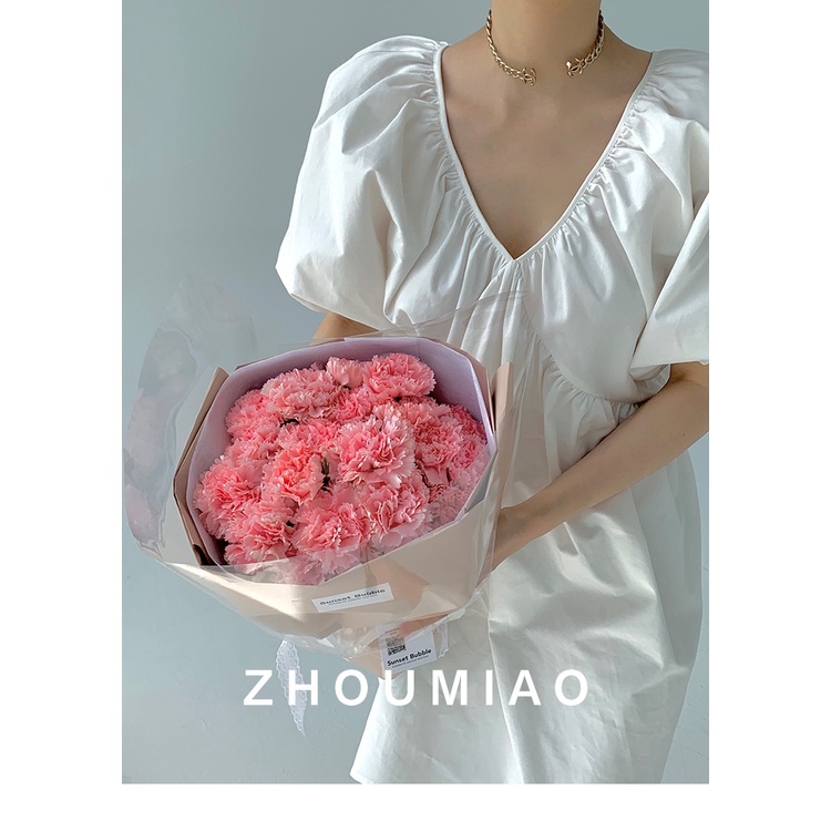 Đầm Ngắn Dáng Rộng Cổ Chữ v Phong Cách Pháp Thời Trang Mùa Hè 2023 Mới