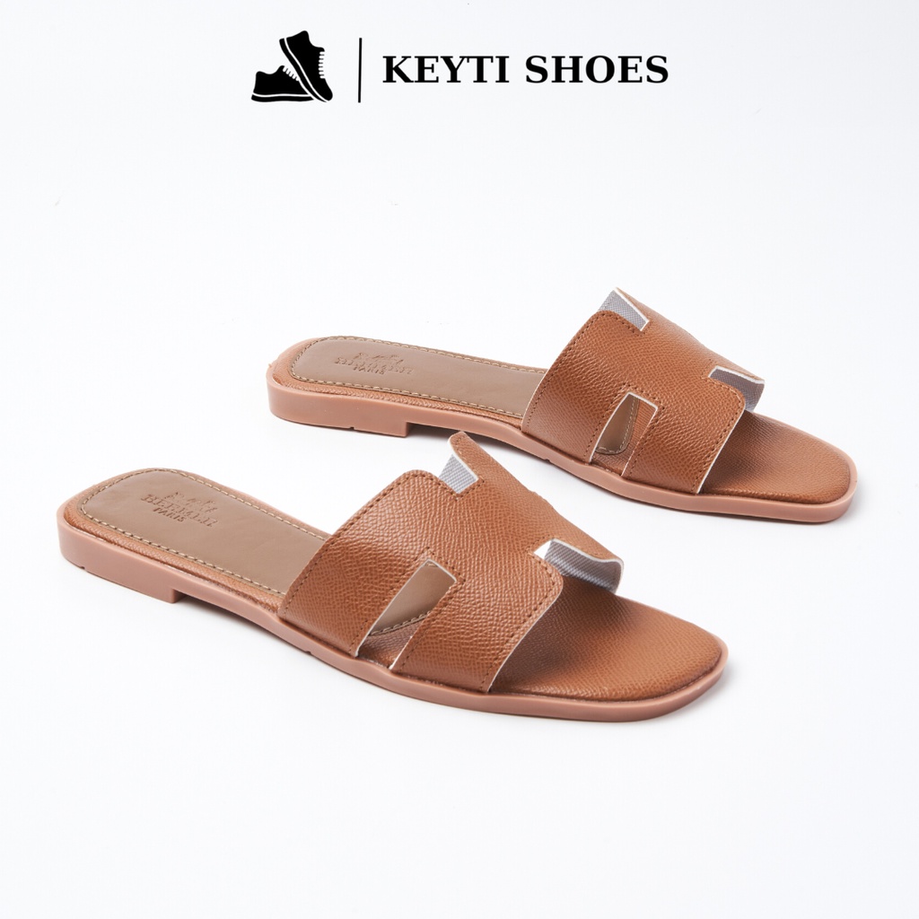 Dép da thời trang nữ Hermes đế cao su chống trơn trượt, đế kếp 2023