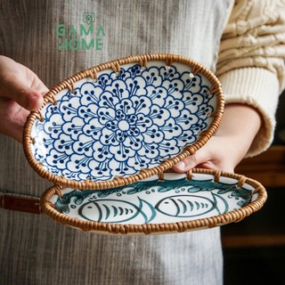 Đĩa sứ decor, Đĩa sứ vintage, Đĩa sứa viền mây sang trọng GAMA HOME.