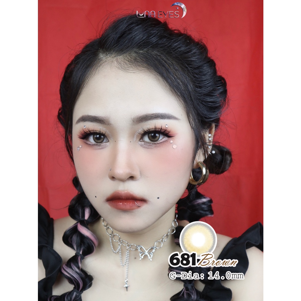 [1 year] Kính áp tròng LUNA EYES 681 BROWN - Lens size nhỏ