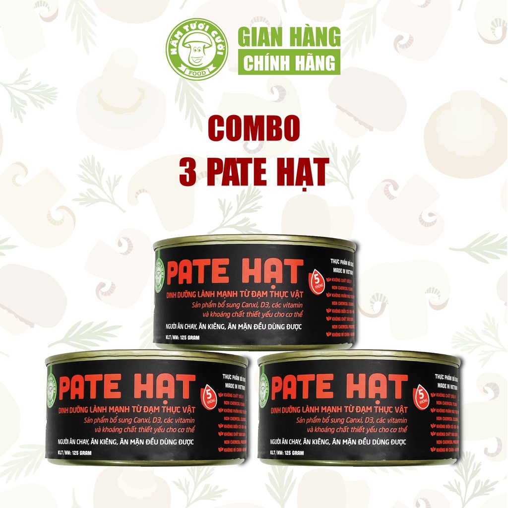 Combo 3 Hũ Pate Hạt Chay Nấm Tươi Cười 125g