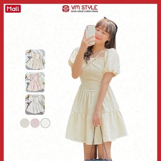 Đầm đi tiệc xòe nữ VMSTYLE đi đám cưới hoa nổi tay phồng 2 tầng nữ tính -08626- 22VD02KI2101 VDU00008
