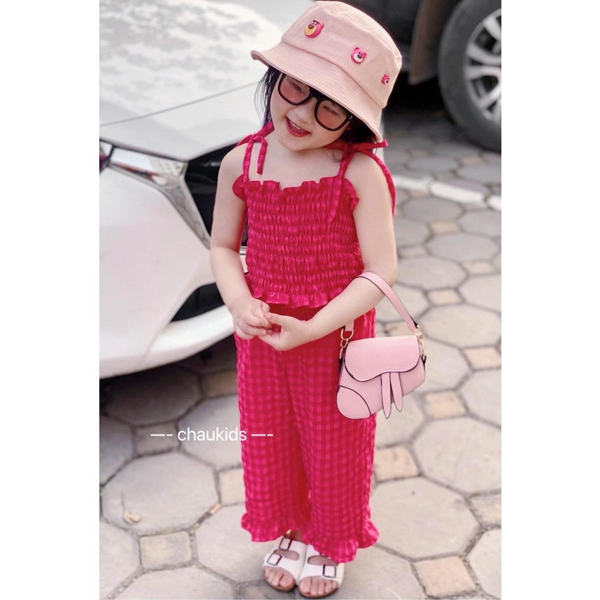 Đồ bộ bé gái , sét bộ áo 2 dây trần chun phối quần suông sành điệu cho bé gái.