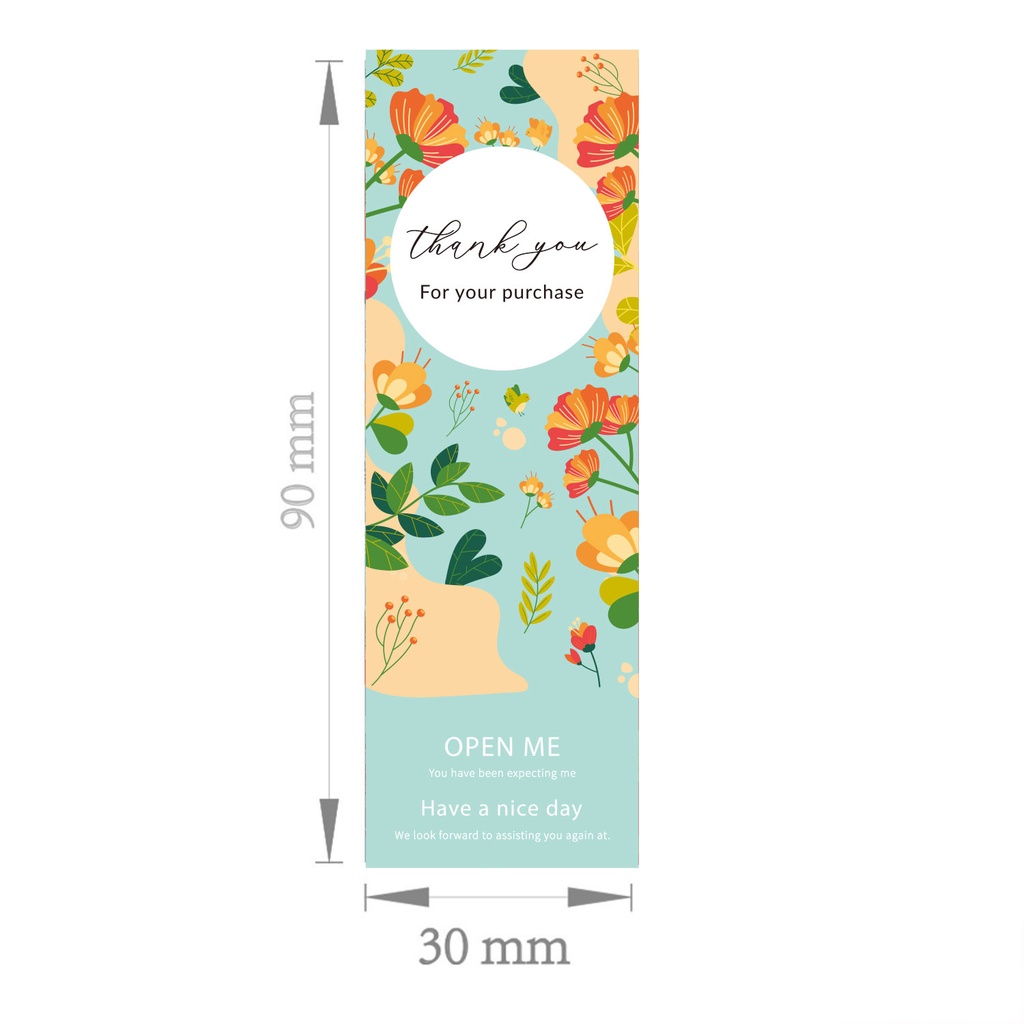 Tem niêm phong cảm ơn, nhãn dán thank you, tem thank you thiết kế hoa lá đáng yêu