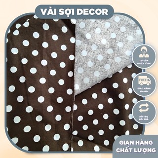 Vải canvas chấm bi nâu 1,5 m x mét dài liền