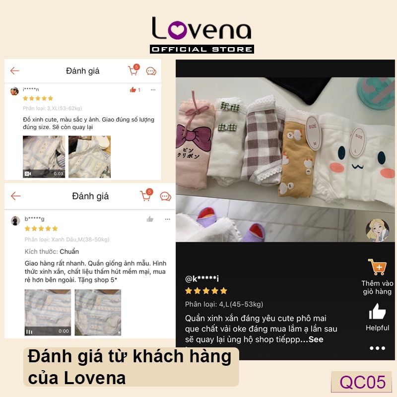 Quần Lót Cute Nữ Cotton Kháng Khuẩn Lovena QC05