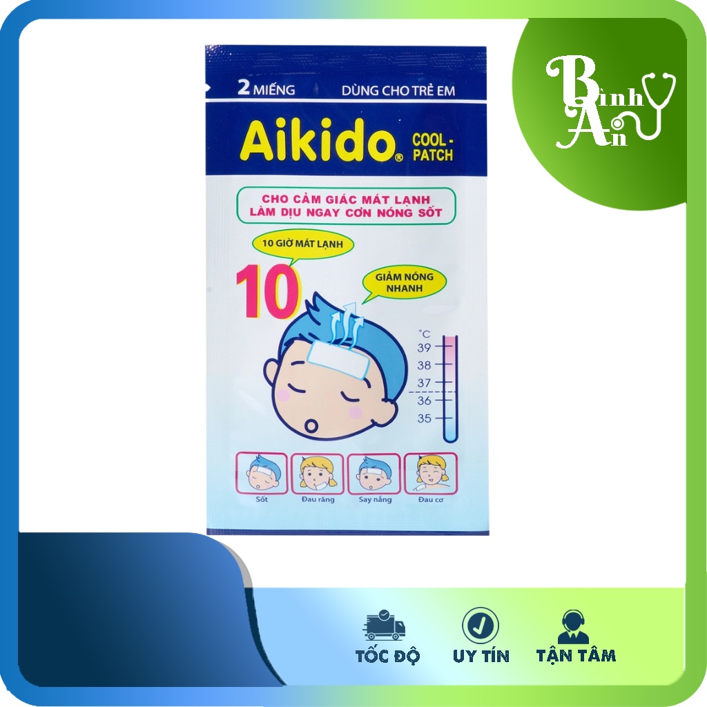 Miếng dán chườm lạnh, hạ sốt nhanh Aikido Gel Cool Patch (2 miếng/gói)