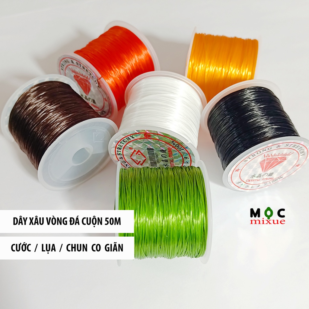 Dây xâu vòng cước lụa chun co giãn xâu vòng đá vòng phong thủy vòng trầm Mộc mixue
