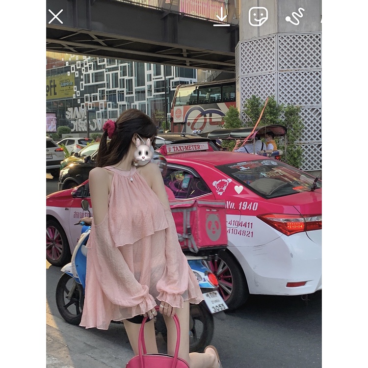 Hàng Mới Về Mới Áo chiffon Trễ Vai Ngọt Ngào Thời Trang Mùa Hè