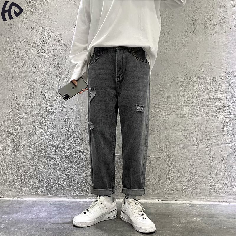 Quần jean nam ống suông chất jean co giãn nhẹ thời trang Hpfashion ống rộng 18cm, dài quần 96cm, đáy 35cm - BGN808