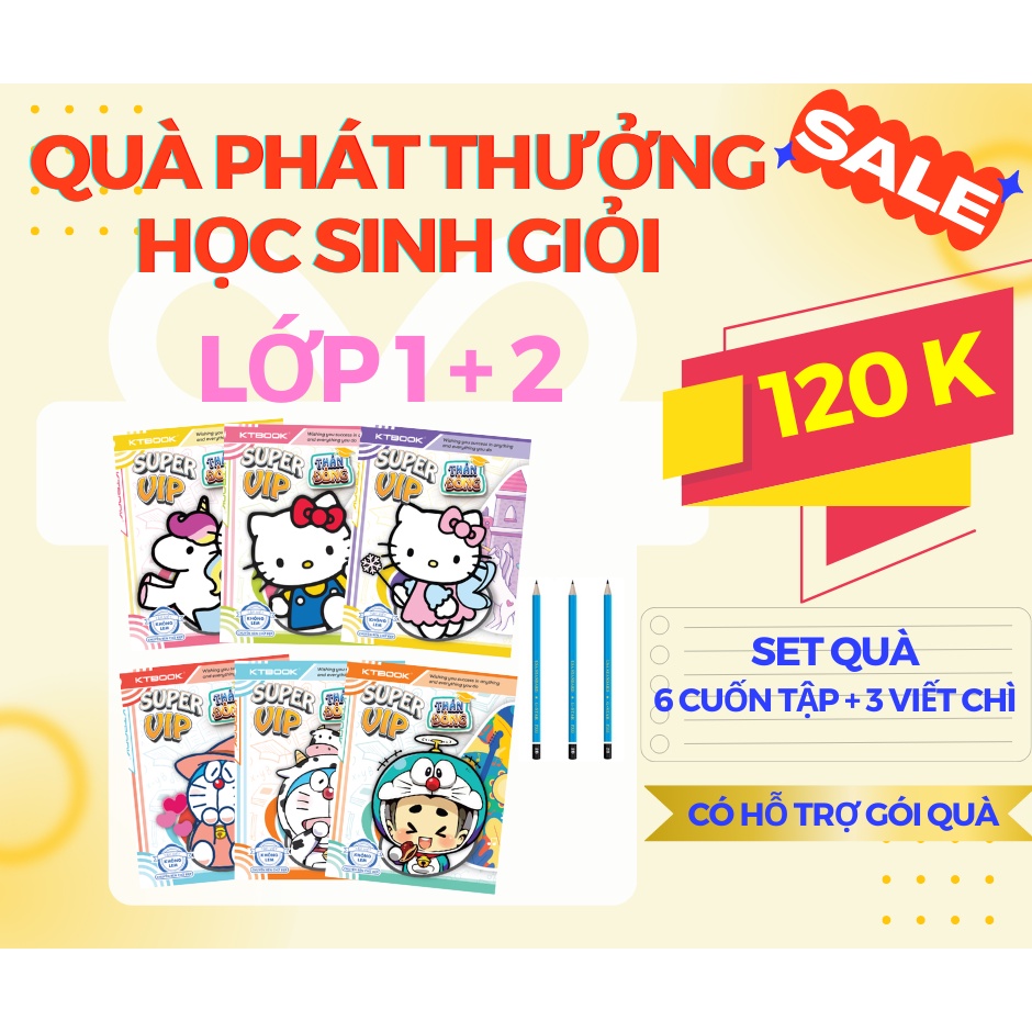 Combo quà tập học sinh cao cấp KTBOOK phát thưởng dành cho học sinh giỏi lớp 1,2